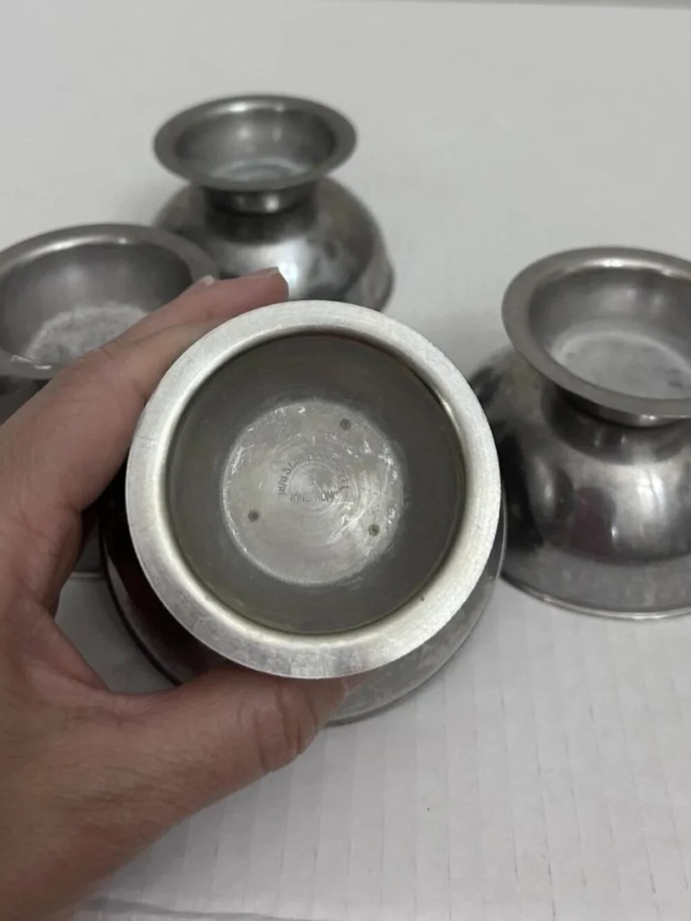 Vintage Set of 4 Stainless steel Desert Ice Cream Sherbert Footed Bowl Dishes